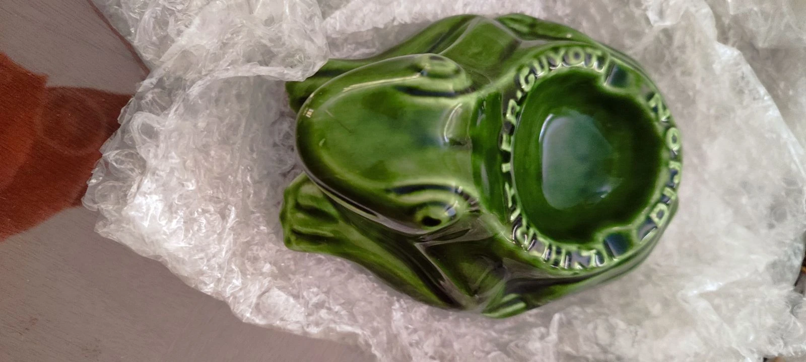 Vintage green ceramic ashtray / tray - L'HÃ©rÃ©tier-Guyot Dijon (Frog shape/frog) – photo 2